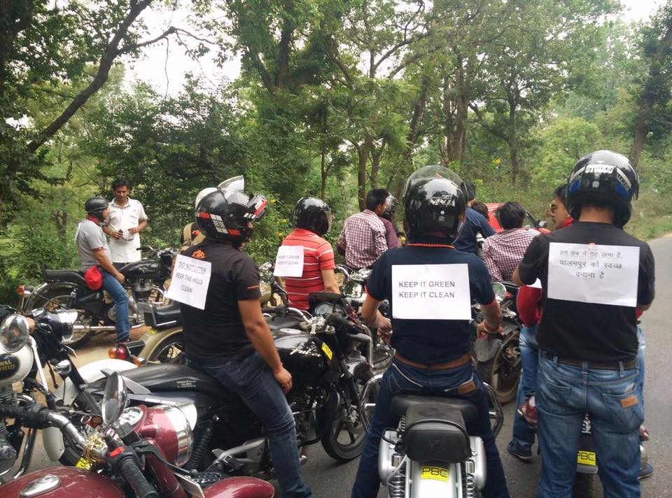 Bikers riding with slogans